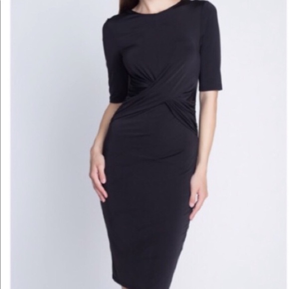 Little Black Midi Dress with Wrap Detail - Picture 2 of 2